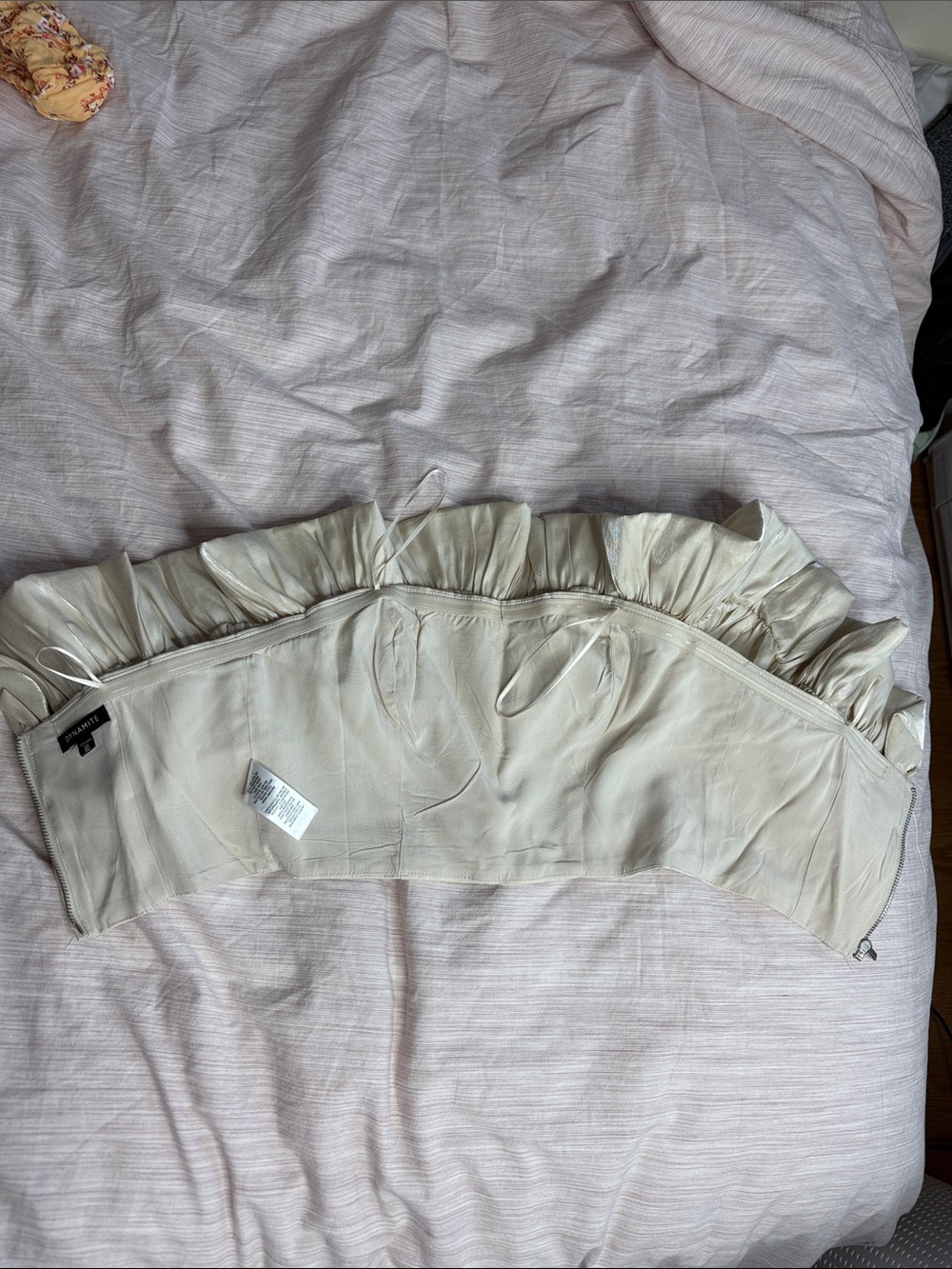 Dynamite Cream Off-Shoulder Ruffle Crop Top - Picture 7 of 10